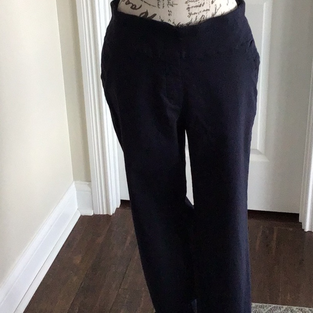 Massini Navy blue stretch flat front  pants  front pockets & elastic waist Sz L